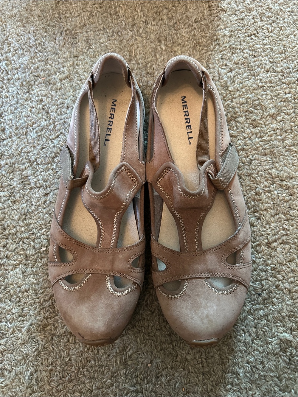 Merrell Women's Brown Taupe Suede Slip-On Casual Flats